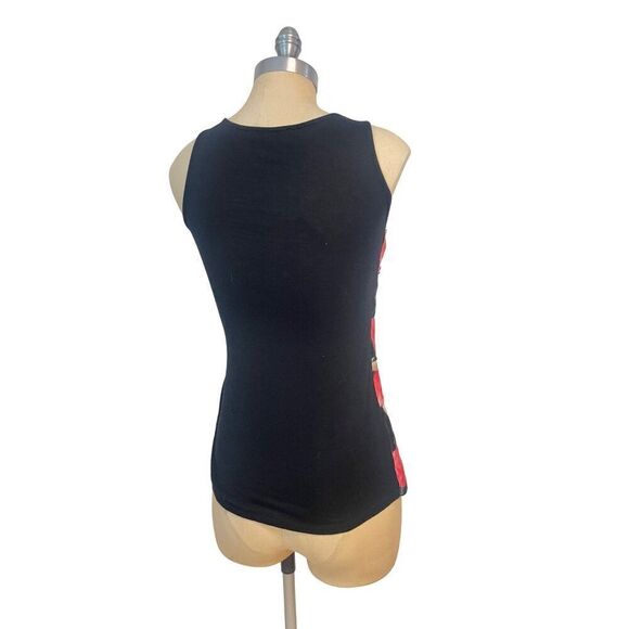White House Black Market Red/black Floral Sleeveless Tiered Top XS - Picture 3 of 5